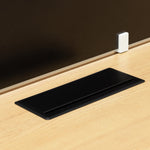 Halo 4 Seater Workstation with Black Screen - Natural Top - Black Base Workstation Sun Desk-Core   