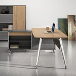 Hayes 2m Left Return Office Desk - Natural - Black Office Desk Sun Desk-Core   