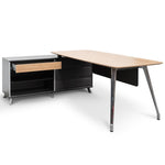 Hayes 2m Left Return Office Desk - Natural - Black Office Desk Sun Desk-Core   