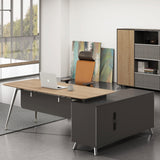 Hayes 2m Left Return Office Desk - Natural - Black Office Desk Sun Desk-Core   