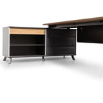 Hayes 2m Left Return Office Desk - Natural - Black Office Desk Sun Desk-Core   