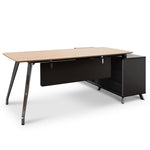 Hayes 2m Left Return Office Desk - Natural - Black Office Desk Sun Desk-Core   