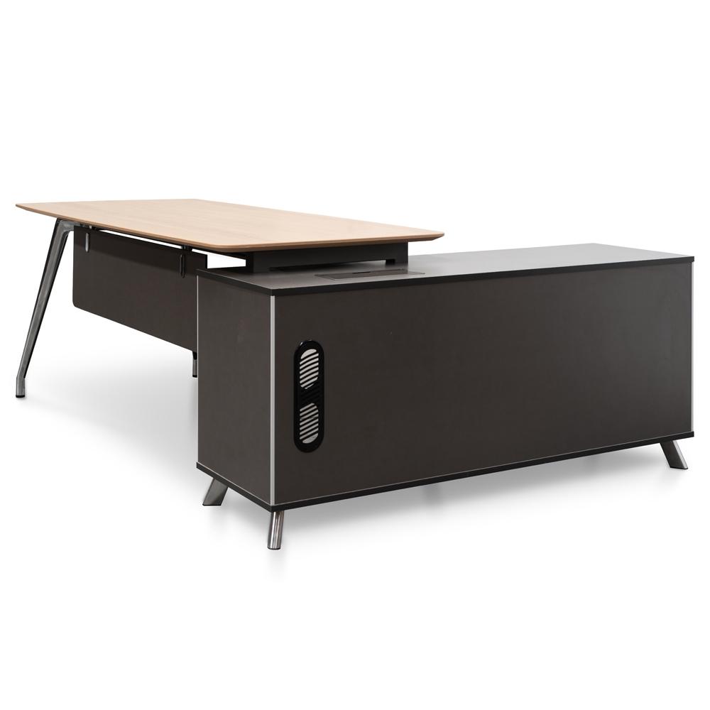 Hayes 2m Left Return Office Desk - Natural - Black Office Desk Sun Desk-Core   