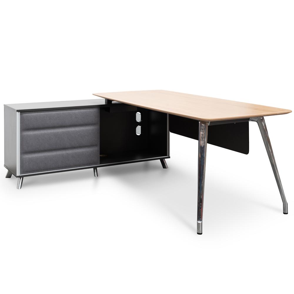 Hayes 2m Left Return Office Desk - Natural - Black - Image 1