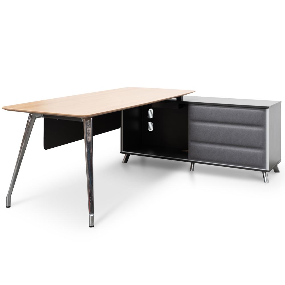 Hayes 2m Right Return Office Desk - Natural - Black - Image 1