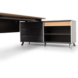 Hayes 2m Right Return Office Desk - Natural - Black Office Desk Sun Desk-Core   