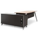 Hayes 2m Right Return Office Desk - Natural - Black Office Desk Sun Desk-Core   