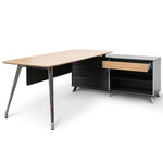 Hayes 2m Right Return Office Desk - Natural - Black Office Desk Sun Desk-Core   