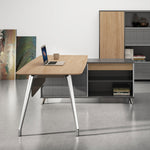 Hayes 2m Right Return Office Desk - Natural - Black Office Desk Sun Desk-Core   