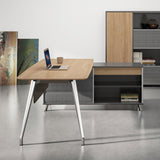 Hayes 2m Right Return Office Desk - Natural - Black Office Desk Sun Desk-Core   