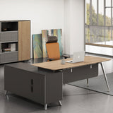 Hayes 2m Right Return Office Desk - Natural - Black Office Desk Sun Desk-Core   