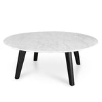 Hunter 100cm Round Marble Coffee Table with Black Legs Coffee Table Swady-Core   