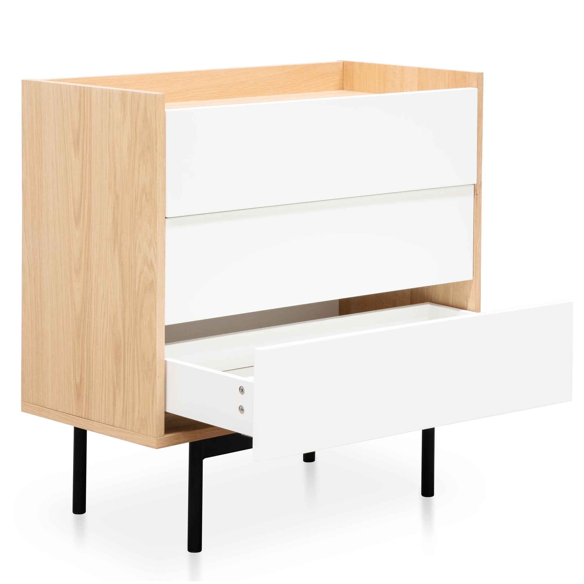 Huston 3 drawer chest - Natural - White - Last One Chest KD-Core   