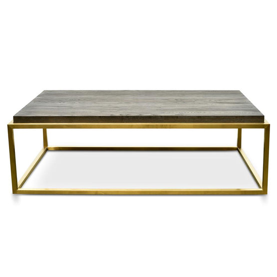 Ex Display - Ian 140cm Wooden Top Coffee Table - Black - Golden  Nicki-Core   