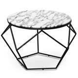 Ivan 72cm Round Marble Coffee Table - Matt Black Base - Last One Coffee Table M-Sun-Core