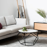 Ivan 72cm Round Marble Coffee Table - Matt Black Base - Last One Coffee Table M-Sun-Core