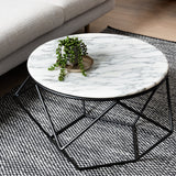 Ivan 72cm Round Marble Coffee Table - Matt Black Base - Last One Coffee Table M-Sun-Core