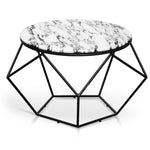 Ivan 72cm Round Marble Coffee Table - Matt Black Base - Last One Coffee Table M-Sun-Core