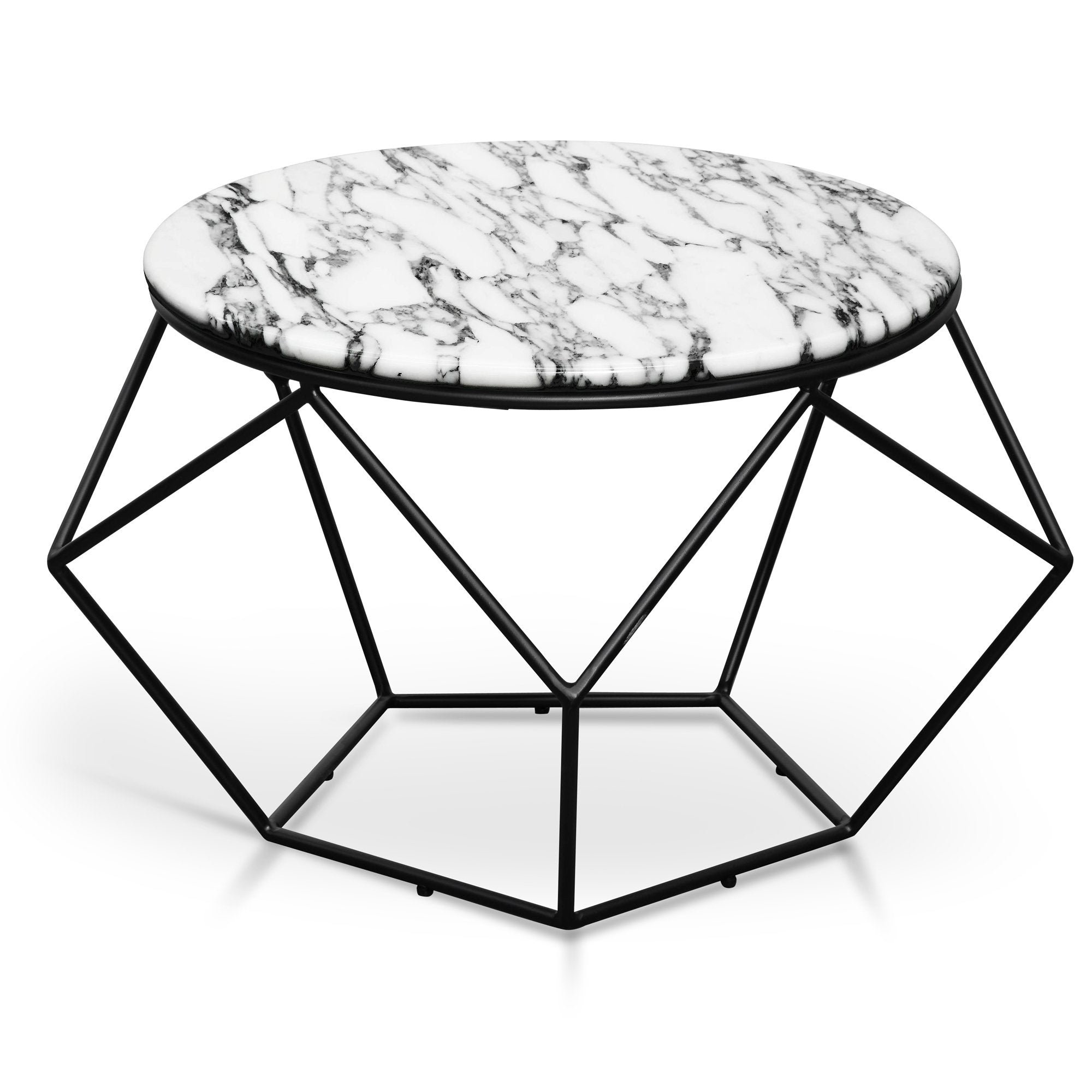 Ivan 72cm Round Marble Coffee Table - Matt Black Base - Last One Coffee Table M-Sun-Core