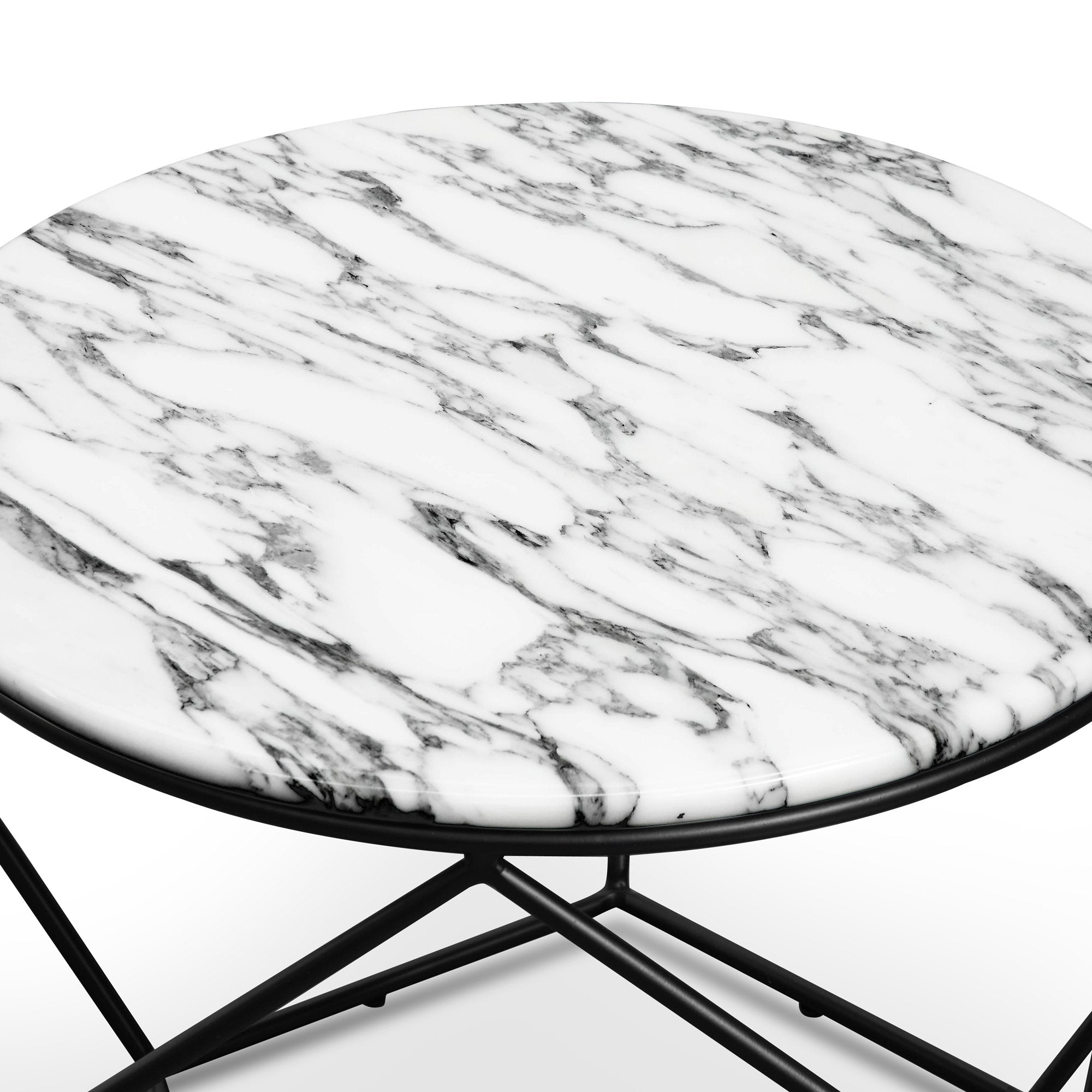 Ivan 72cm Round Marble Coffee Table - Matt Black Base - Last One Coffee Table M-Sun-Core