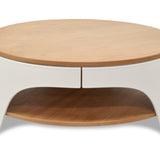 Jackson 82cm Wooden Round Coffee Table - Natural Top and White Leg Coffee Table Swady-Core   
