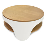 Jackson 82cm Wooden Round Coffee Table - Natural Top and White Leg Coffee Table Swady-Core   
