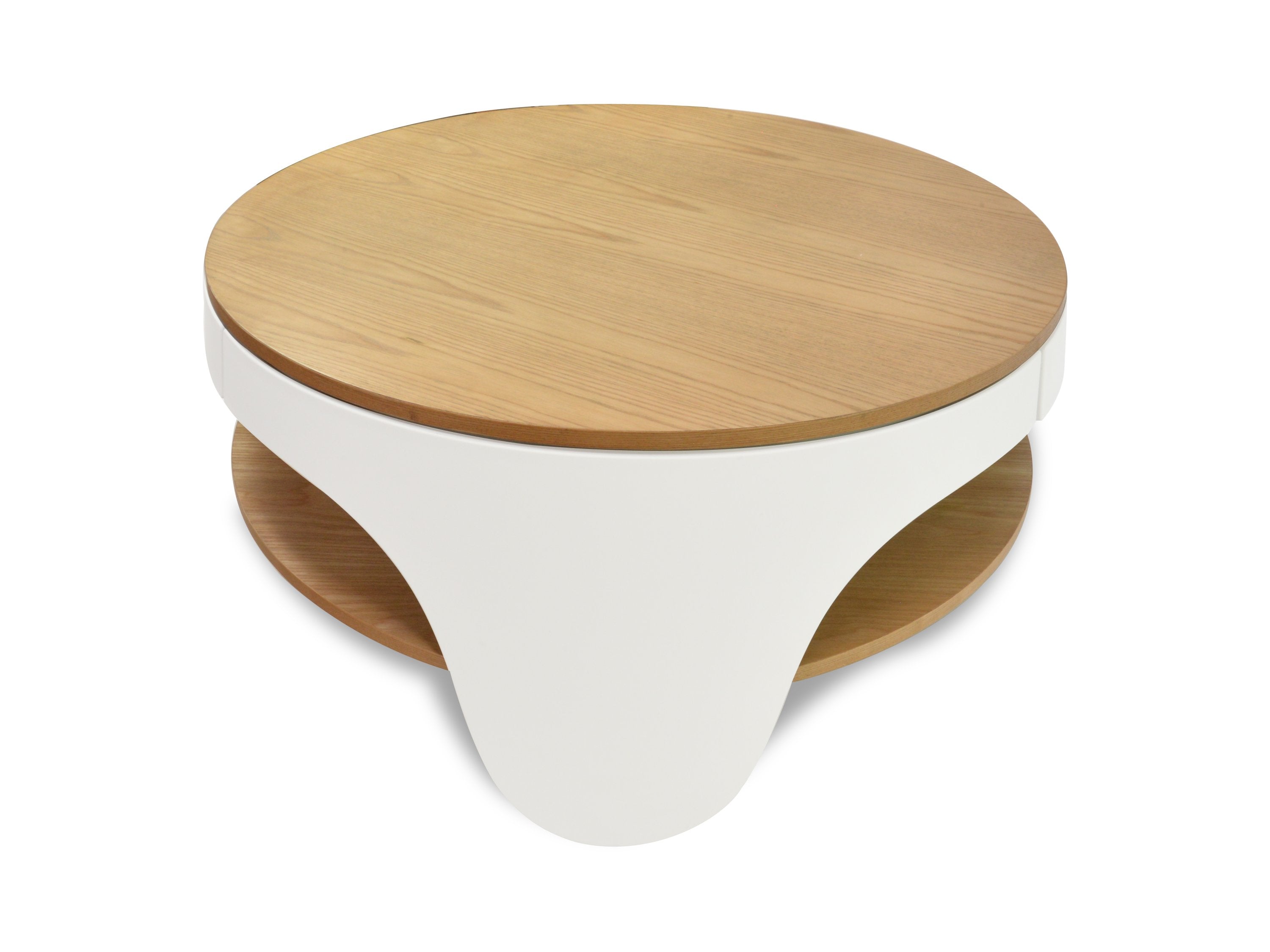 Jackson 82cm Wooden Round Coffee Table - Natural Top and White Leg Coffee Table Swady-Core   