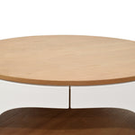 Jackson 82cm Wooden Round Coffee Table - Natural Top and White Leg Coffee Table Swady-Core   