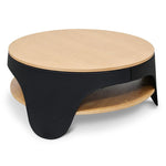 Jackson 82cm Wooden Round Coffee Table - Natural Top and Black Leg Coffee Table Swady-Core   