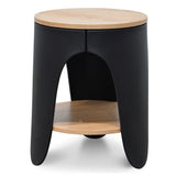Jackson Round Side Table - Natural - Black Side Table Swady-Core   