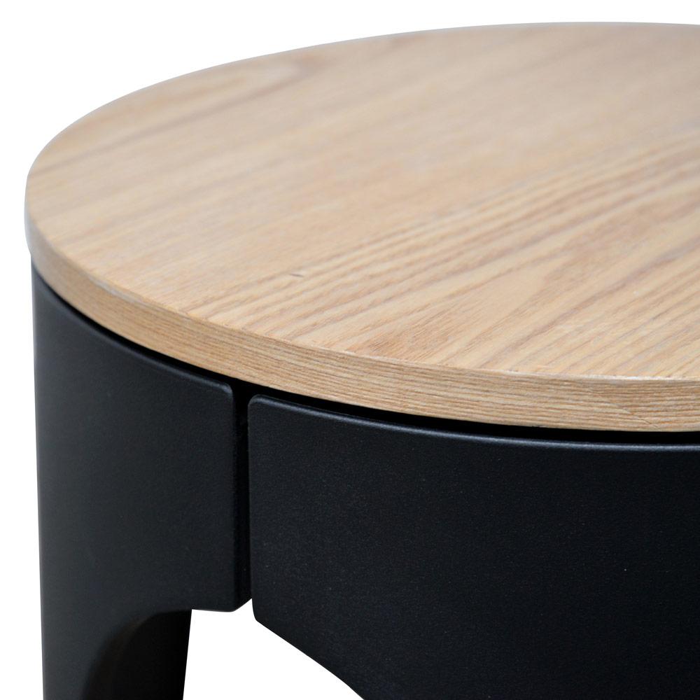 Jackson Round Side Table - Natural - Black Side Table Swady-Core   