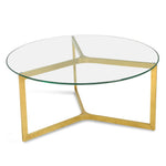 Janet 85cm Glass Round Coffee Table - Gold Base Coffee Table K Steel-Core   