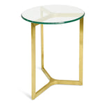Janet Round Glass Side Table - Gold Base Side Table K Steel-Core
