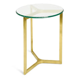 Janet Round Glass Side Table - Gold Base Side Table K Steel-Core