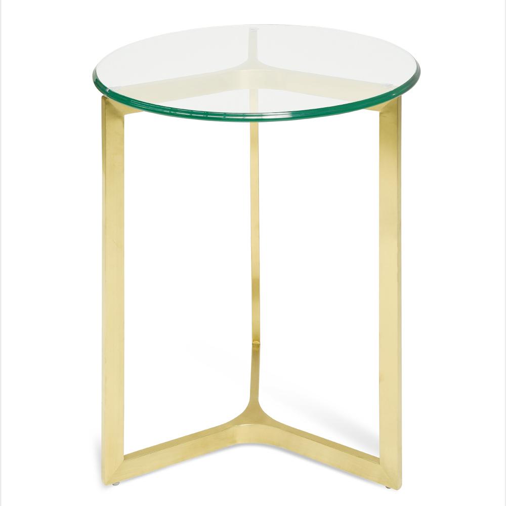 Janet Round Glass Side Table - Gold Base Side Table K Steel-Core