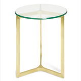 Janet Round Glass Side Table - Gold Base Side Table K Steel-Core