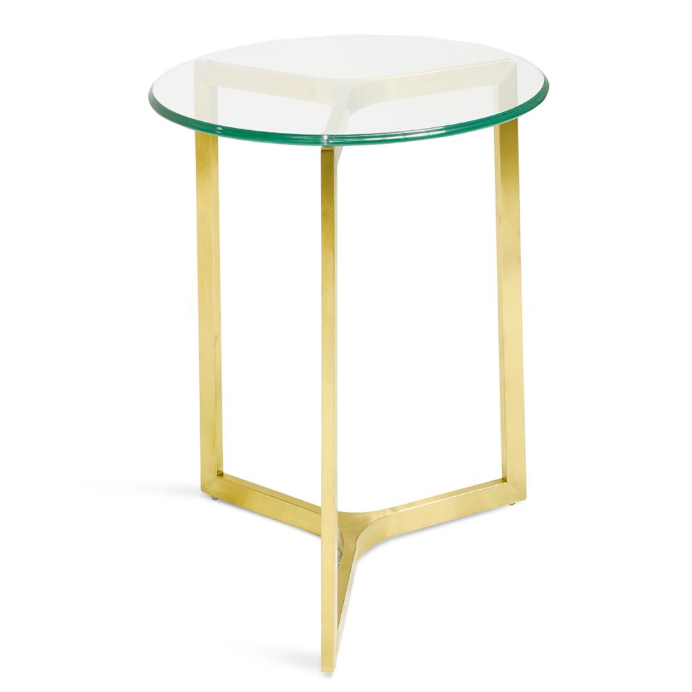 Janet Round Glass Side Table - Gold Base Side Table K Steel-Core