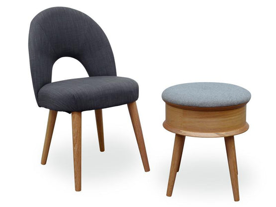 Johansen Upholstered Modern Dining Chair - Steel Fabric - Last One  VN-Core   