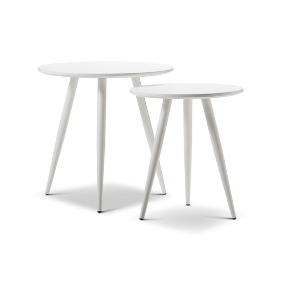 Kaia Round Wooden Nest Side Tables - White Side Table Eastern-local   