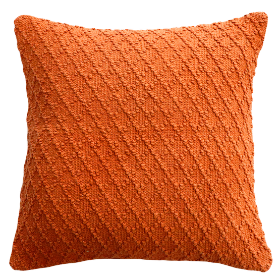Ollo Kapiti Textured Check Cotton Cushion - Brunt Orange Cushion Furtex-Local   
