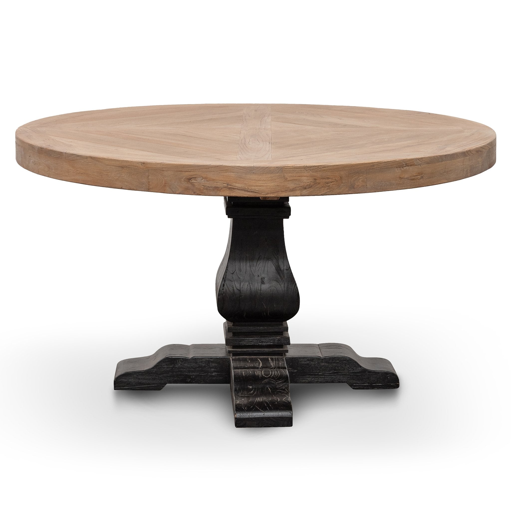Ex Display - Kara Reclaimed 1.4m Round Dining Table - Natural Top and Black Base Dining Table Reclaimed-Core
