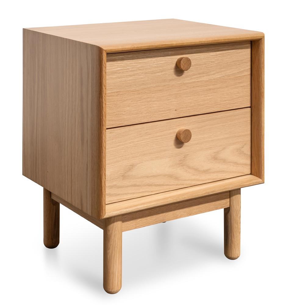 Kenston 2 Drawer Side Table - Oak Bedside Table VN-Core   