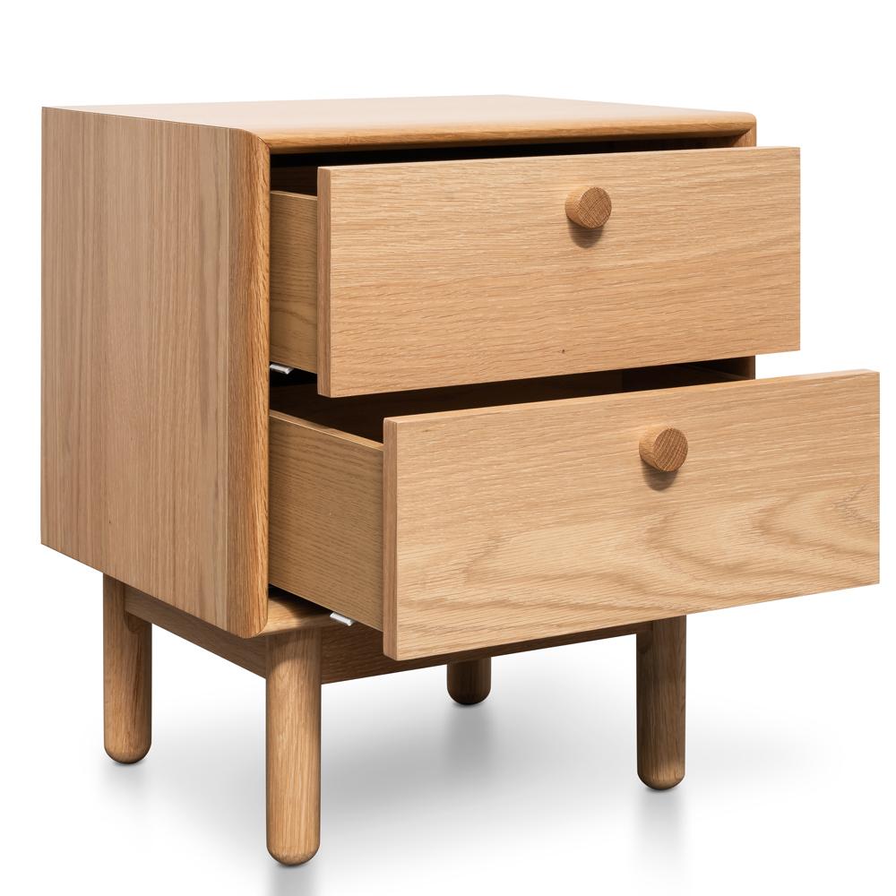 Kenston 2 Drawer Side Table - Oak Bedside Table VN-Core   