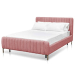 Korey Queen Bed Frame - Blush Peach Velvet - Last One Queen Bed Ming-Core   