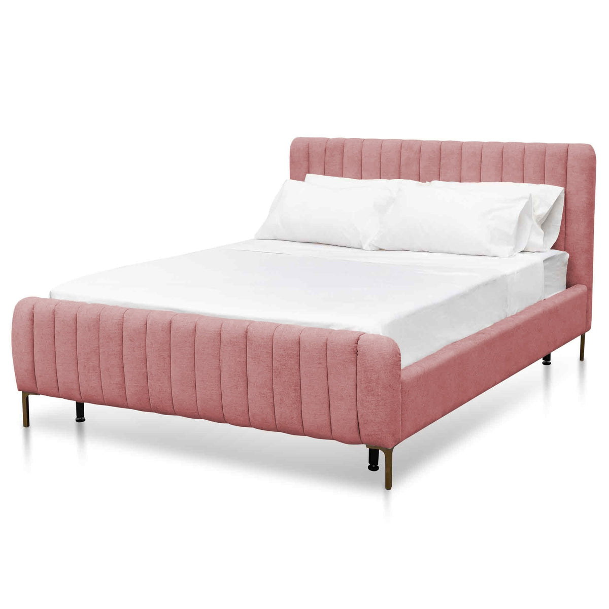 Korey King Bed Frame - Blush Peach Velvet - Image 1
