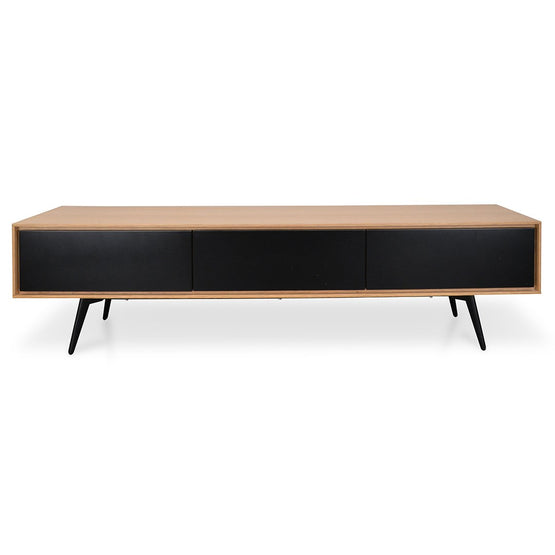 Liam 180cm Wooden TV Unit With Black Drawers - Natural TV839-DW