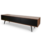 Liam 180cm Wooden TV Unit With Black Matt Drawers - Walnut - Last One TV/Entertainment Unit Dwood-Core   