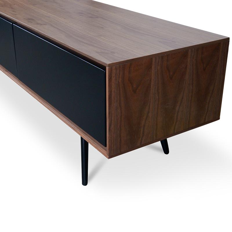 Liam 180cm Wooden TV Unit With Black Matt Drawers - Walnut - Last One TV/Entertainment Unit Dwood-Core   