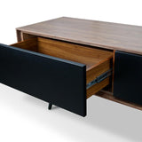 Liam 180cm Wooden TV Unit With Black Matt Drawers - Walnut - Last One TV/Entertainment Unit Dwood-Core   