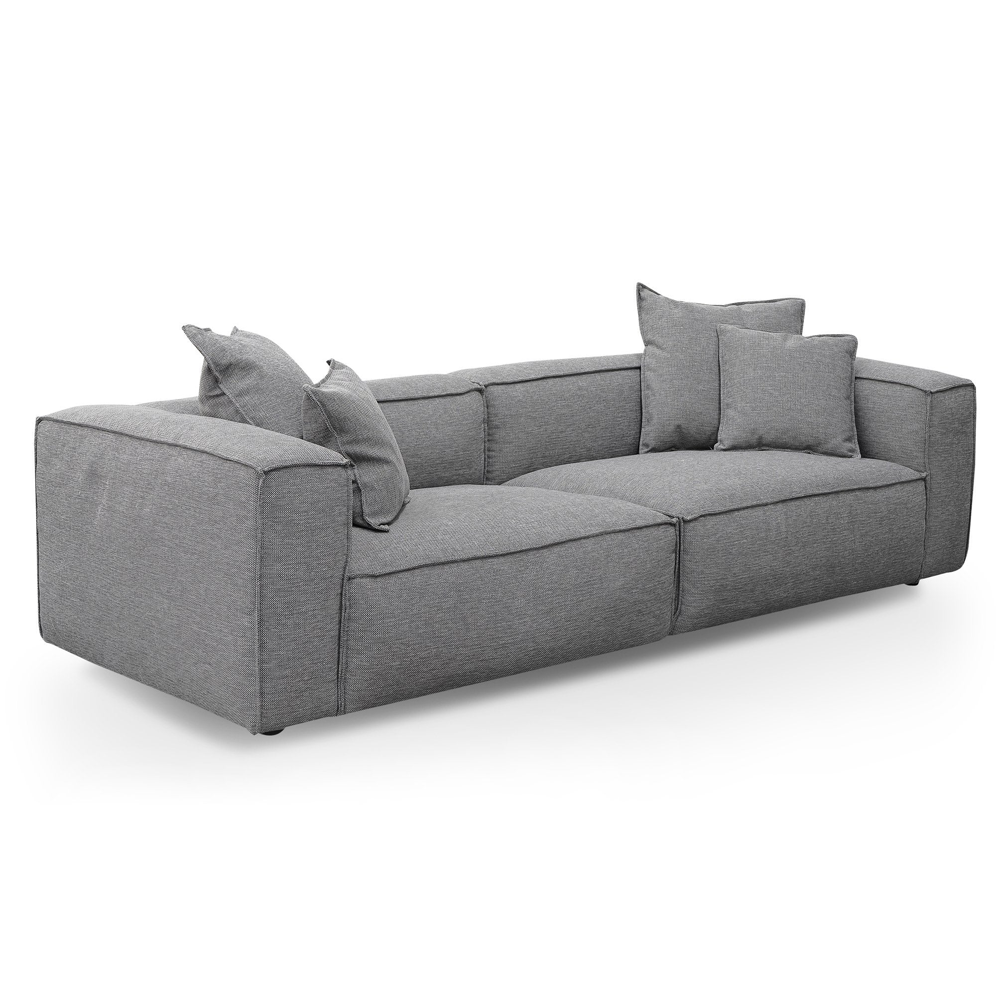 Loft 4 Seater Fabric Sofa with Cushion and Pillow - Graphite Grey Sofa K Sofa-Core   